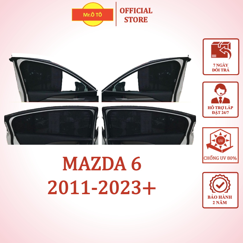 Rèm Che Nắng chống UV Xe Mazda 6 2011-2023+ Hàng Loại 1 MR.ÔTÔ -Bảo Hành 2 Năm