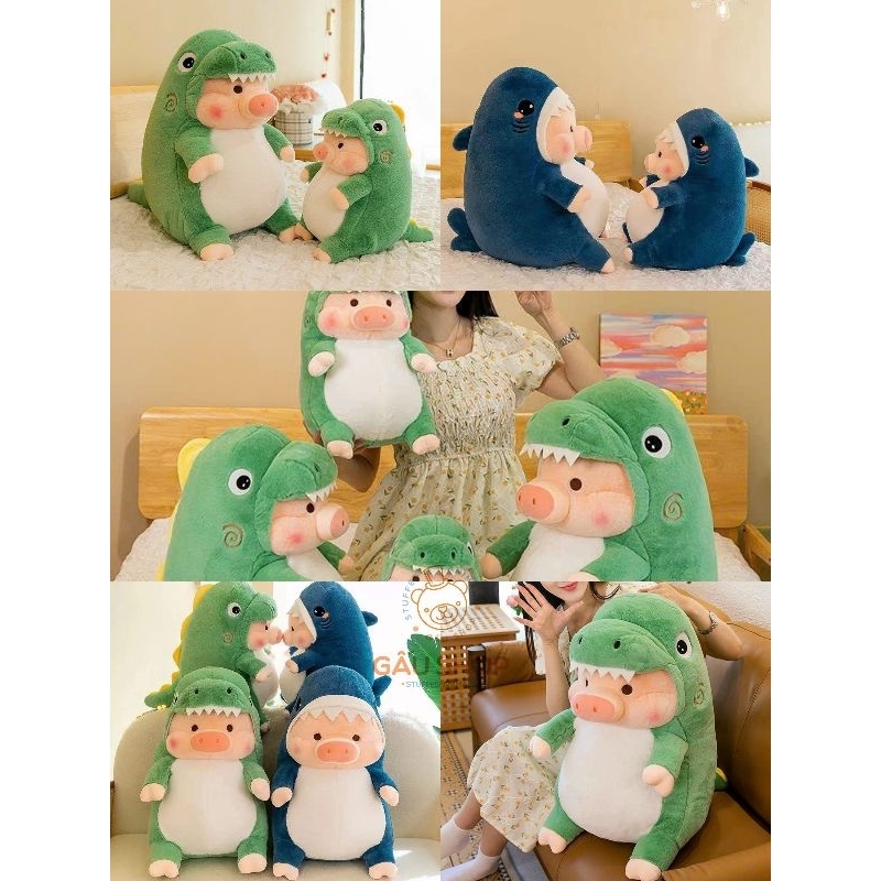 Gấu bông heo bông ❤️ Heo cá mập ❤️ Heo khủng long hàng nhập cao cấp bông mịn tròn way siêu dễ thương !! FREE GÓI QUÀ
