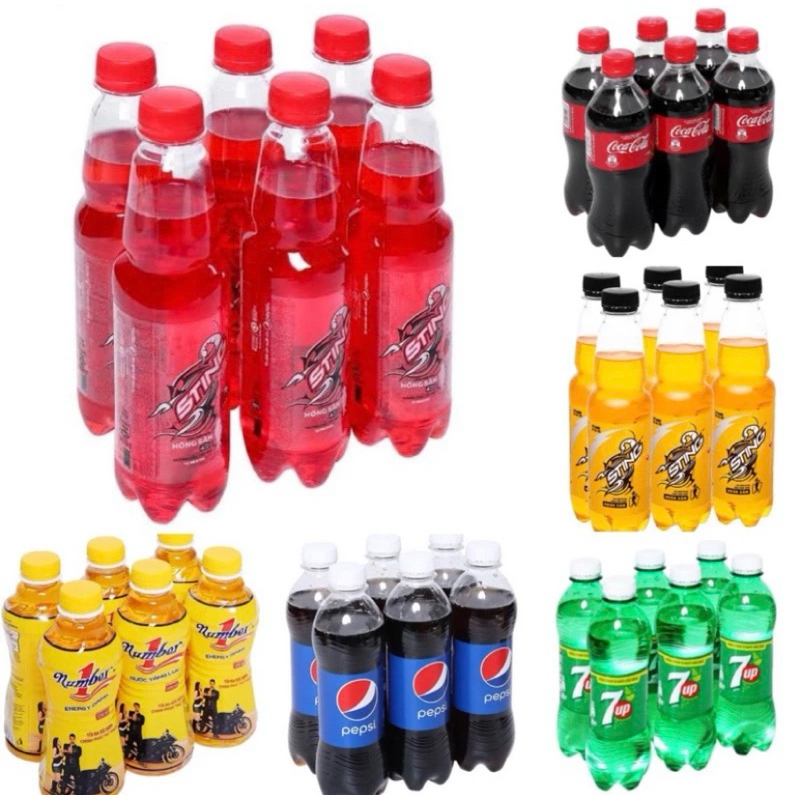 Lốc 6 Chai Sting ,Pepsi ,CoCa , 7up, number one ,247,Olong