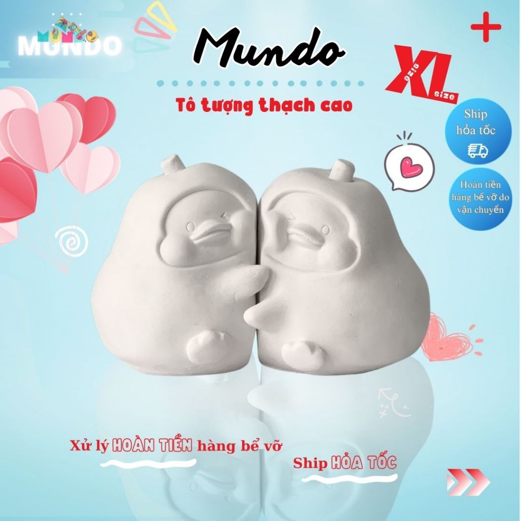 Tô Tượng Thạch Cao Valentine's Day Cặp Đôi Quả Lê Ôm Nhau SIZE XL,Tượng Thạch Cao MUNDO