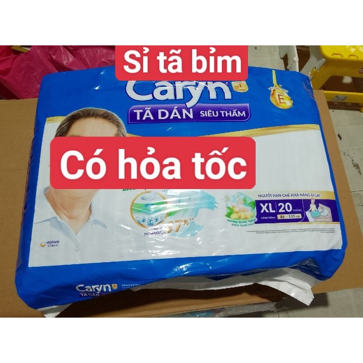 Tã dán người lớn Caryn XL 20 miếng vòng hong 86-135cm , tã dán người già