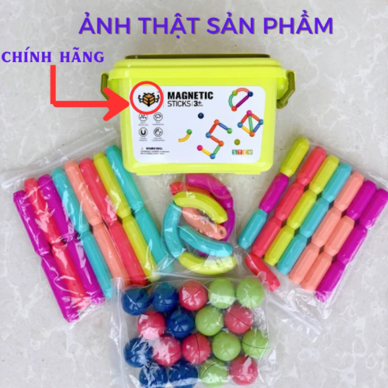 Nam châm từ tính 64 chi tiết hộp nhựa chuẩn hãng con ong