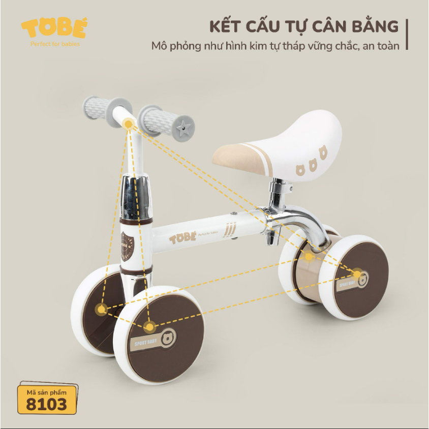 Xe Chòi Chân - Xe Thang Bằng Noble TOBÉ Cao Cấp Bé Trai Bé Gái