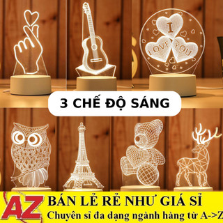 Đèn ngủ 3d 3 chế độ sáng, đèn led decor, làm quà tặng độc đáo