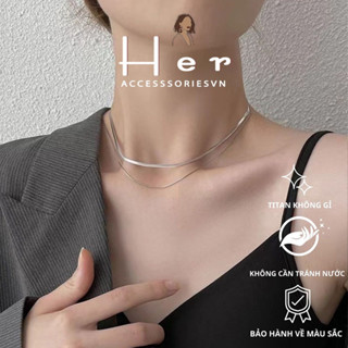 [ KHÔNG ĐEN GỈ ]  Vòng cổ nữ titan cao cấp, Dây chuyền choker 2 tầng Her Accessories CT56