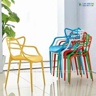 Combo 4 ghế nhựa đúc nguyên khối cao đẹp xếp chồng dành cho quán cafe, nhà hàng, văn phòng, bàn ăn gia đình lacb3008