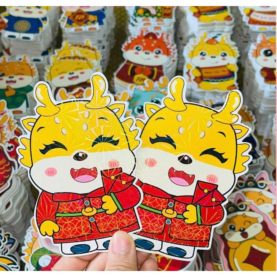 Combo 50 bao lì xì chibi chipi Rồng phản quang hoạt hình tết lì xì chibi 2024 mẫu mới đẹp dễ thương