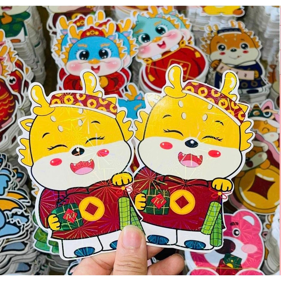 Combo 50 bao lì xì chibi chipi Rồng phản quang hoạt hình tết lì xì chibi 2024 mẫu mới đẹp dễ thương