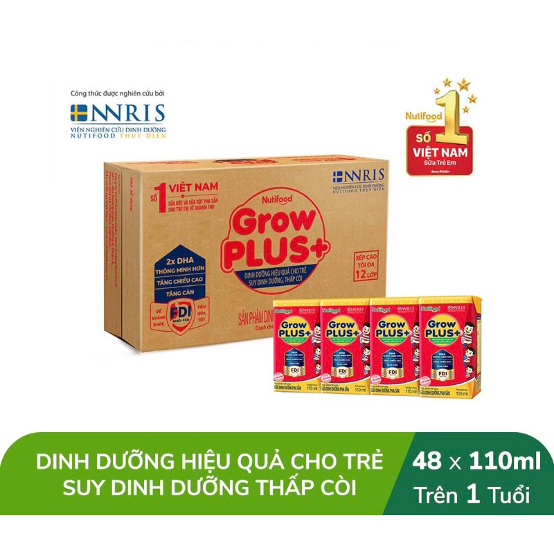 (Grow Plus+ đỏ) Sữa hộp pha sẵn grow plus đỏ 110ml  dành cho trẻ trên 1 tuổi