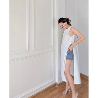 Áo xẻ tà linen