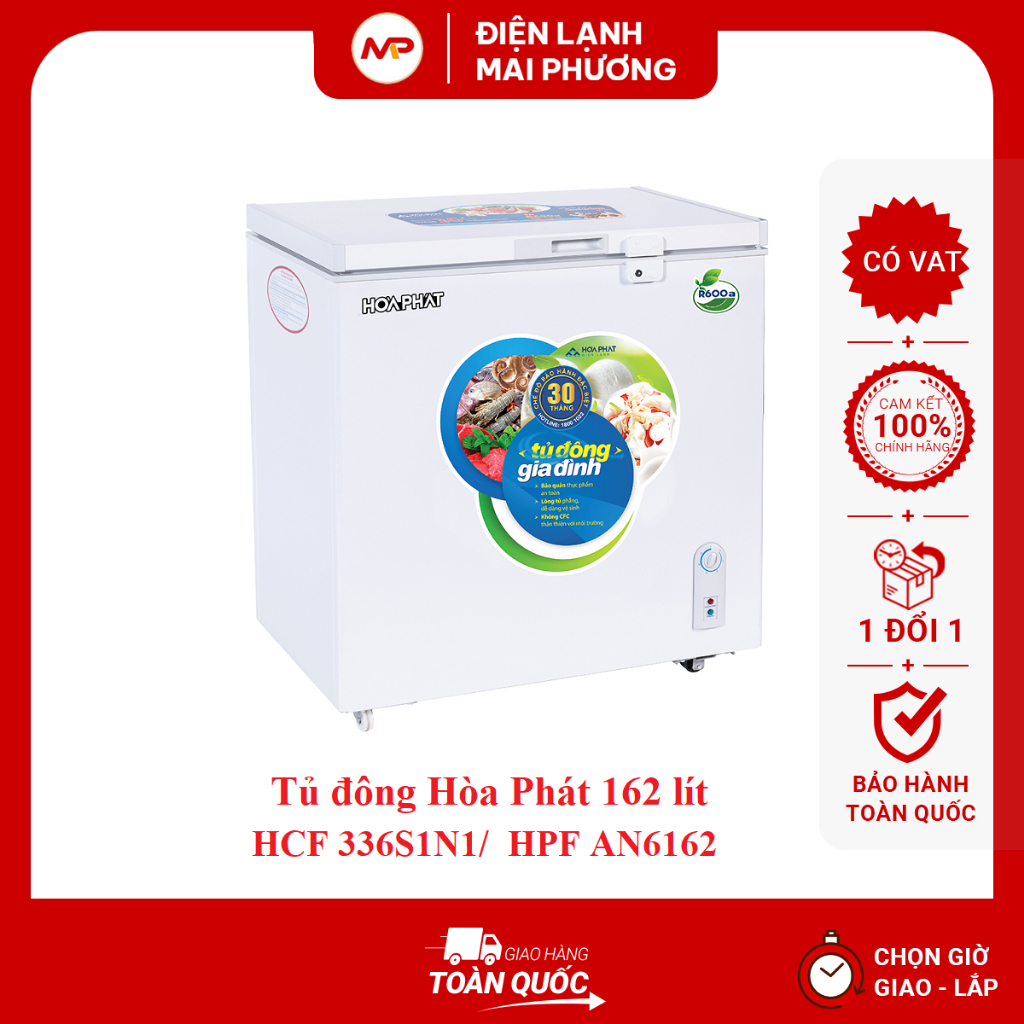 Tủ đông Hòa Phát HCF 336S1N1/  HPF AN6162 (162L) - Hàng chính hãng (Bảo hành 30 tháng)