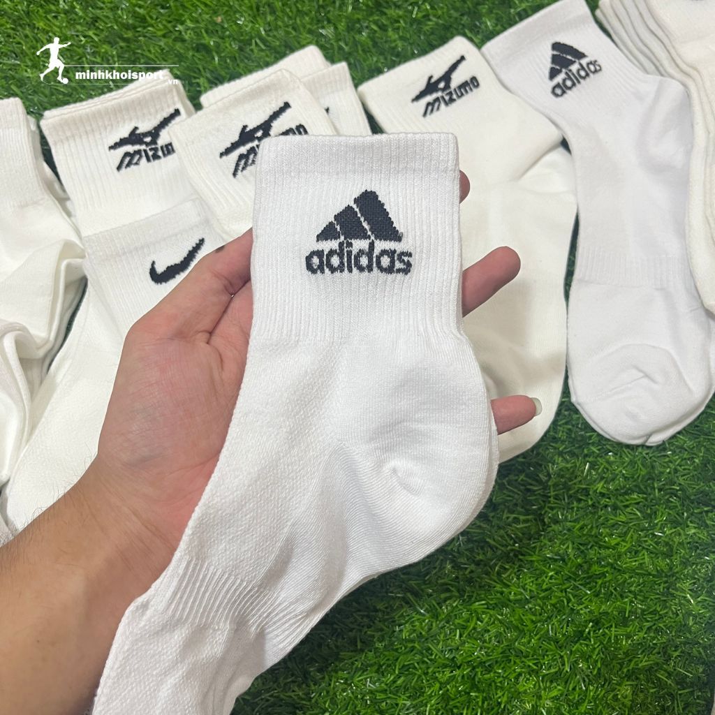 Tất Đá Bóng Thể Thao Tập Luyện Adidas, Nike, Mizuno Hàng VNXK Chất Cotton Co Giãn Tốt, Thấm Hút Mồ Hôi