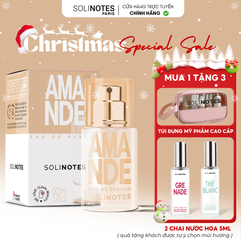 Nước Hoa Unisex Solinotes Amande Hương hạnh nhân Tinh tế, Thanh lịch, Dịu dàng, Hiện đại 50ML | Official Store  Solinote