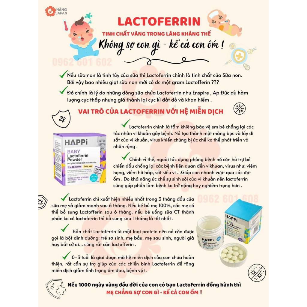 Bột dinh dưỡng siêu đề kháng HAPPI BABY LACTOFERRIN 28g BAABEELAND - ÚC