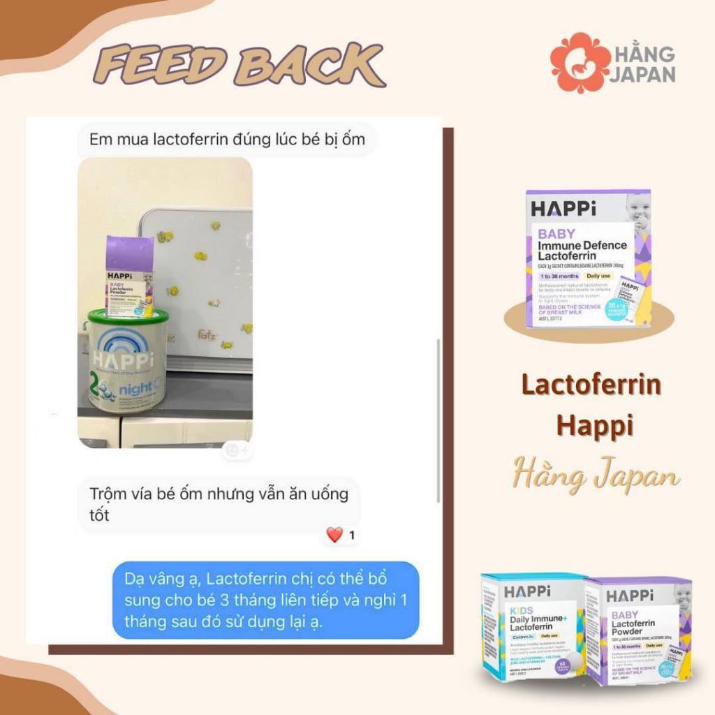 Bột dinh dưỡng siêu đề kháng HAPPI BABY LACTOFERRIN 28g BAABEELAND - ÚC