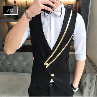 Áo Gile, Áo Gile Nam Áo Cổ Vest  họa tiết Kẻ Sọc, 2 Màu Đen Xám chuẩn quý ông  Mã H65