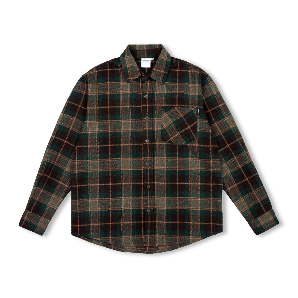 RIPOFFF Checked Flannel Shirt - Dark Green