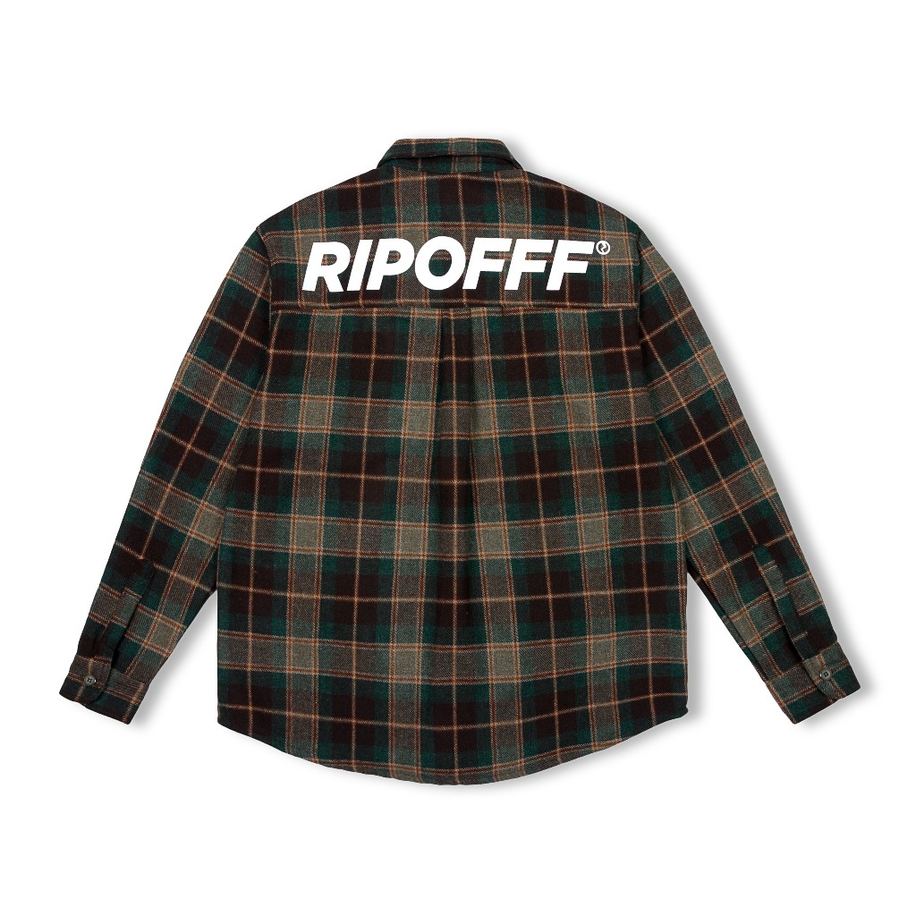 RIPOFFF Checked Flannel Shirt - Dark Green