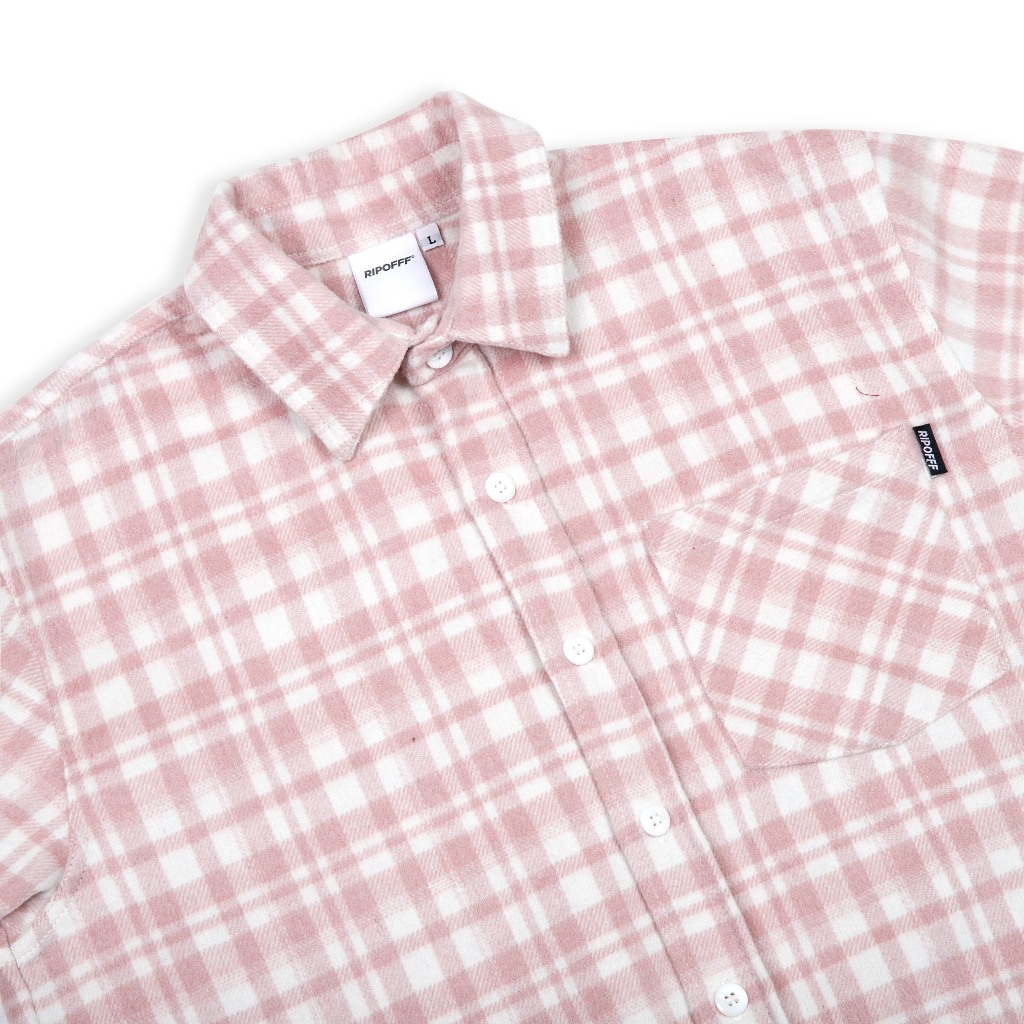 RIPOFFF Checked Flannel Shirt - Light Pink