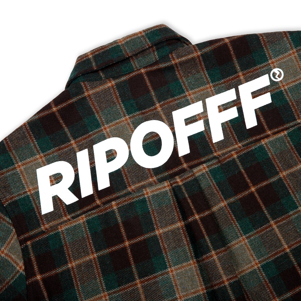 RIPOFFF Checked Flannel Shirt - Dark Green