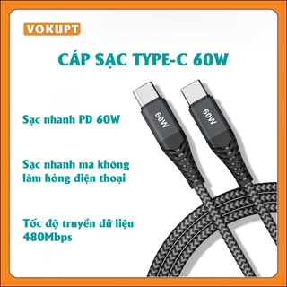 Cáp sạc nhanh bọc dù type-c công suất 60w dài 2m - type c to type c