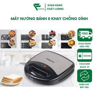 Máy Làm Bánh Kẹp Bánh Mì Sanwich 8 Khay Chống Dính Công Suất 800w Nhiệt Đều 2 Mặt FANNI