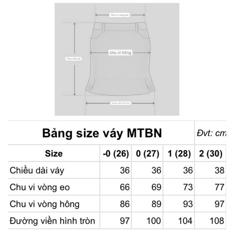 Váy golf mùa đông MTBN size 64 70