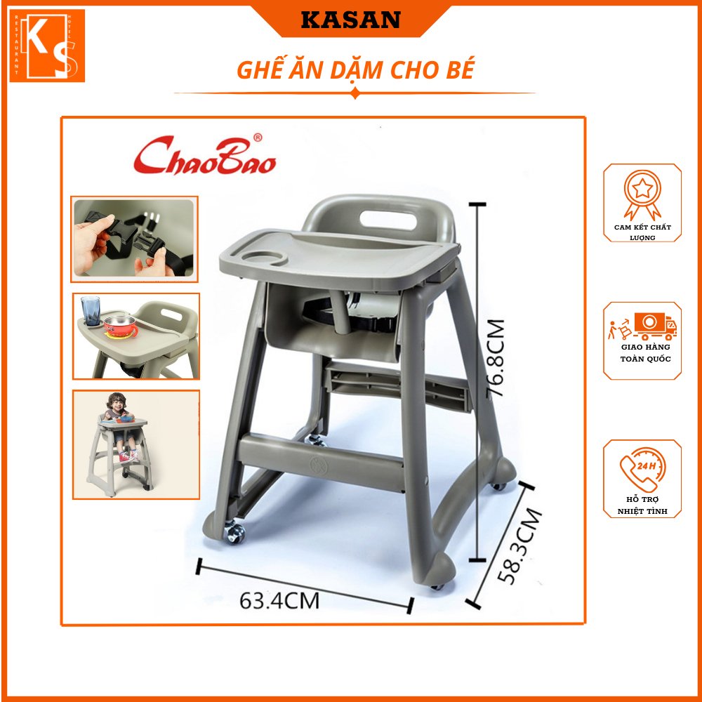 Ghế ăn trẻ em ngồi nhà hàng. ghế ăn dặm cao cấp có dây đai an toàn, chất liệu nhựa PP cao cấp, kết hợp đĩa ăn rộng.