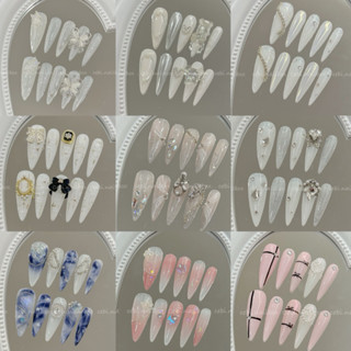 Nailbox thiết kế form nhọn c234 đính đá charm móng úp nail tết cebi.nailbox
