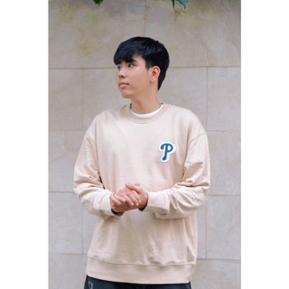 Áo sweater mlb big logo ny monogram - "beigie"