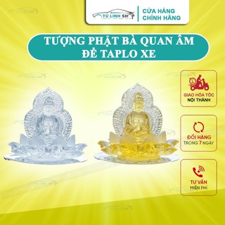 Tượng Phật bà Quan Âm để ô tô, 2 mặt trước sau, cầu bình an, chất liệu pha lê cao cấp