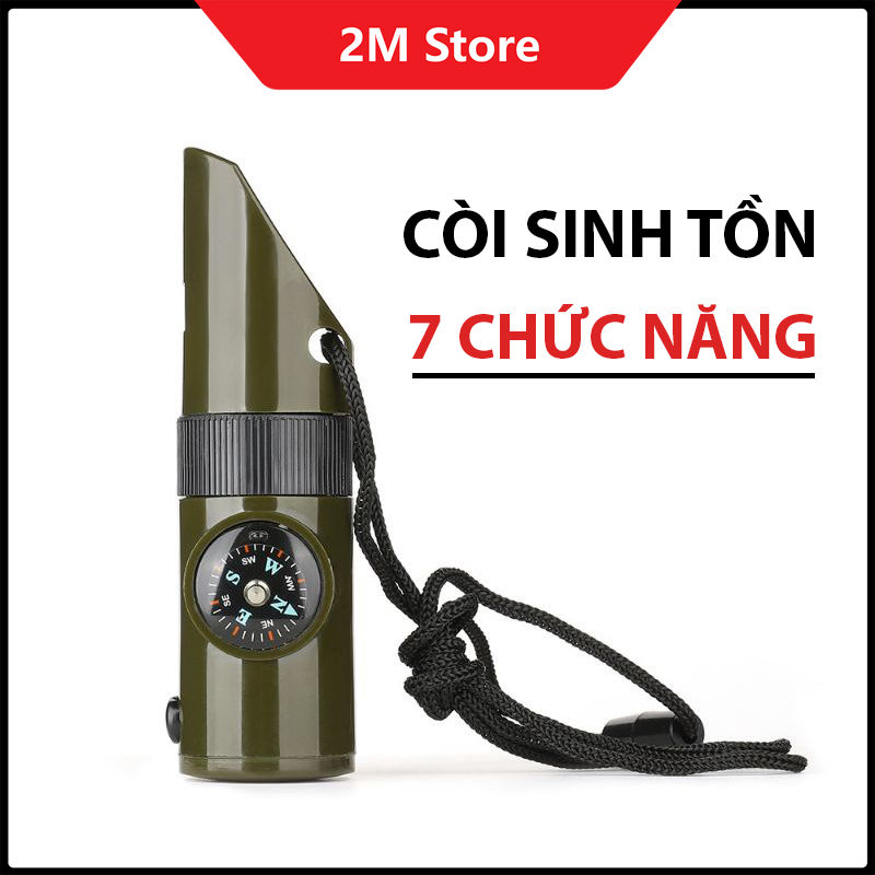 Còi Sinh Tồn La Bàn Có Đèn LED Tích Hợp Nhiệt Kế Đa Năng 7 in 1