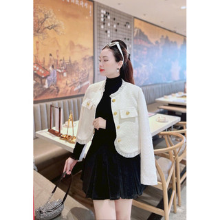 [Ảnh thật + video] Áo dạ tweed viền bèo