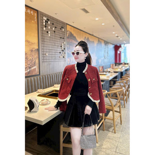 [Ảnh thật + video] Áo dạ tweed viền bèo