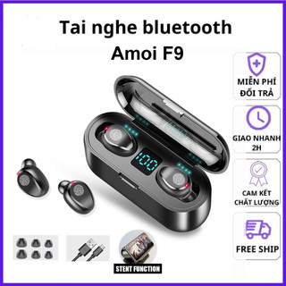 Tai nghe Bluetooth 6.0 Amoi F9 kiêm sạc dự phòng 2000 mAh bản quốc tế, có mic nghe gọi, kháng nước
