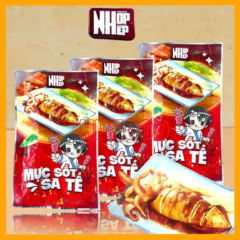 Mực sốt sa tế cay ăn liền gói 25g-đồ ăn vặt mực cay sa tế ăn liền siêu ngon Nhóp Nhép