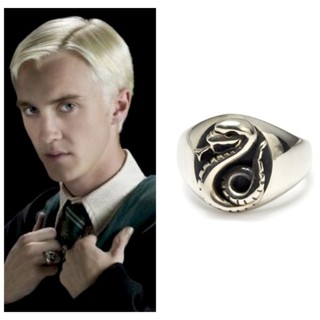 Nhẫn titan cosplay Phù Thủy Draco Malfoy Slytherin hoá trang phim Harry Potter quà tặng độc đáo