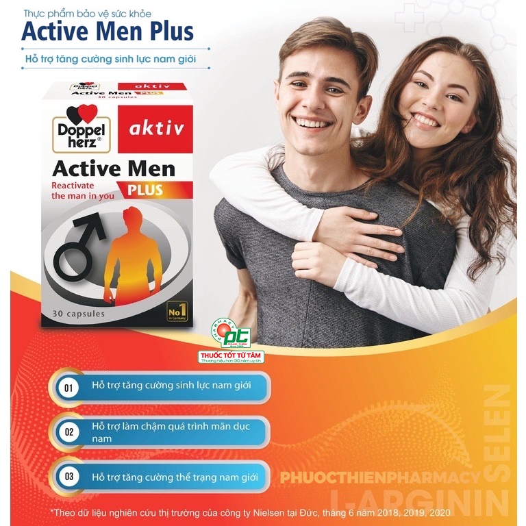 Viên uống tăng cường sinh lý nam Doppelherz Active Men Plus 30 viên bổ sung testosterone nam