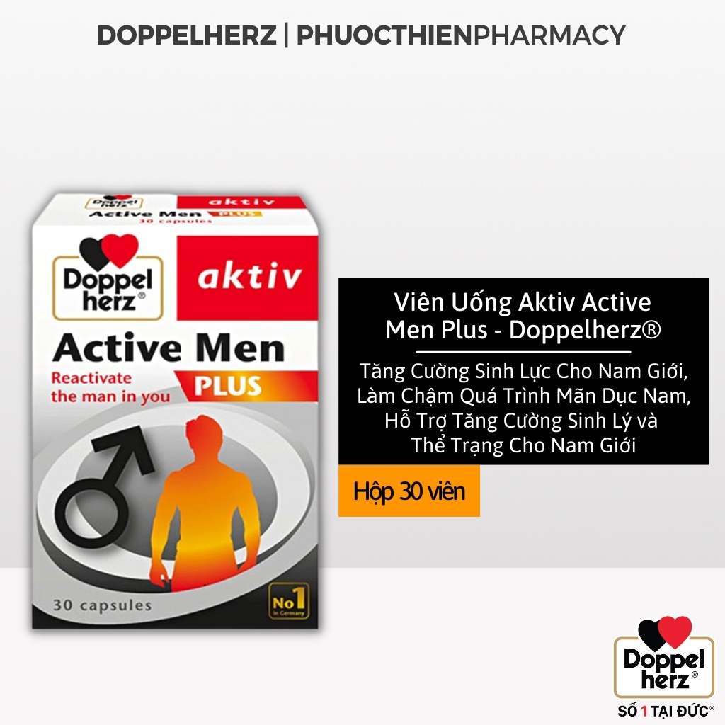 Viên uống tăng cường sinh lý nam Doppelherz Active Men Plus 30 viên bổ sung testosterone nam