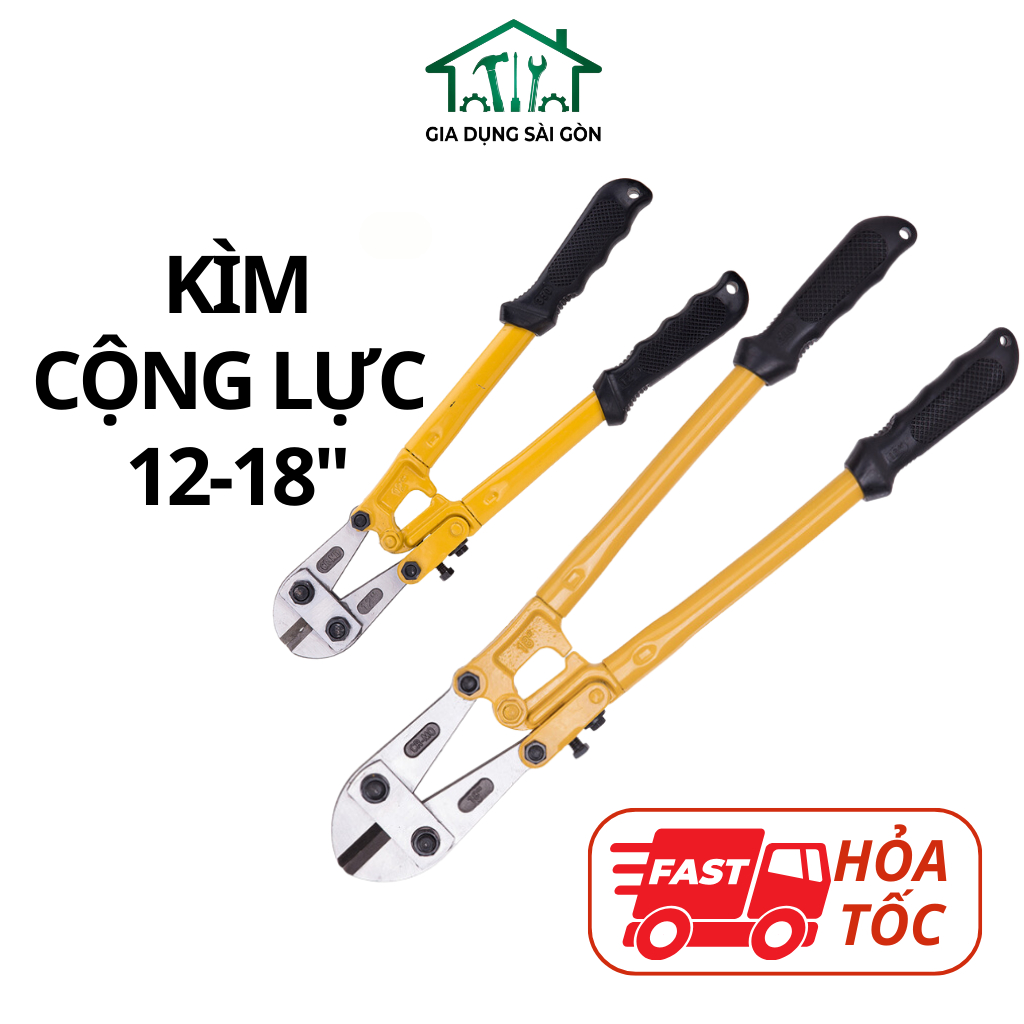 Kìm Cắt Cộng Lực Deli Chính Hãng 12-18 inch - Sơn Tĩnh Điện, Thép Crom-molypden Chống Mòn, Gỉ -Cắt N