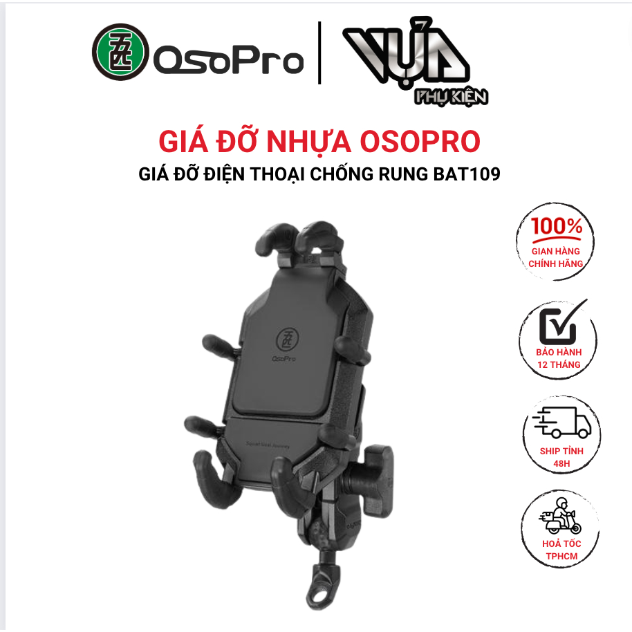 Giá đỡ điện thoại OSOPRO CHỐNG RUNG BAT109 Gắn ghi đông hoặc chân gương đều được