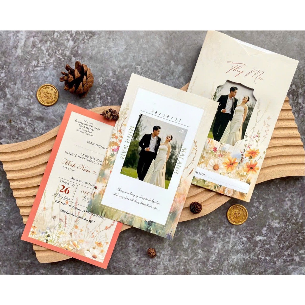 Thiệp cưới hoa - Có phong bì