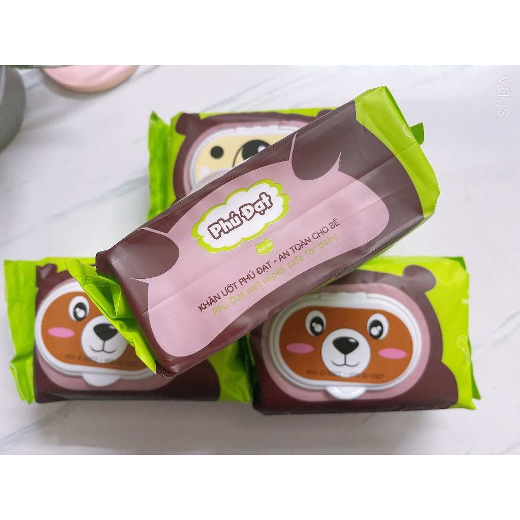 Khăn giấy ướt hình gấu dễ thương gói to, không mùi chính hãng phú đạt, an toàn sử dụng - Hie en Store