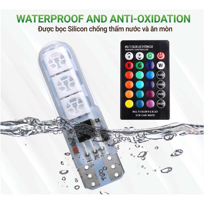 Đèn LED Demi gắn Xi Nhan Xe Máy, Oto - LED chân T10 Remot - Có Lưu Lại Chế Độ