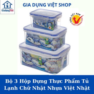 Bộ 3 hộp vuông 6530 đựng bảo quản thực phẩm Việt Nhật