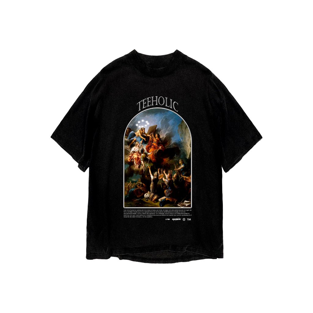Áo thun in hình unisex nam nữ cotton cao cấp phong cách retro y2k tranh gothic thiên thần màu đen trắng THS271123_01