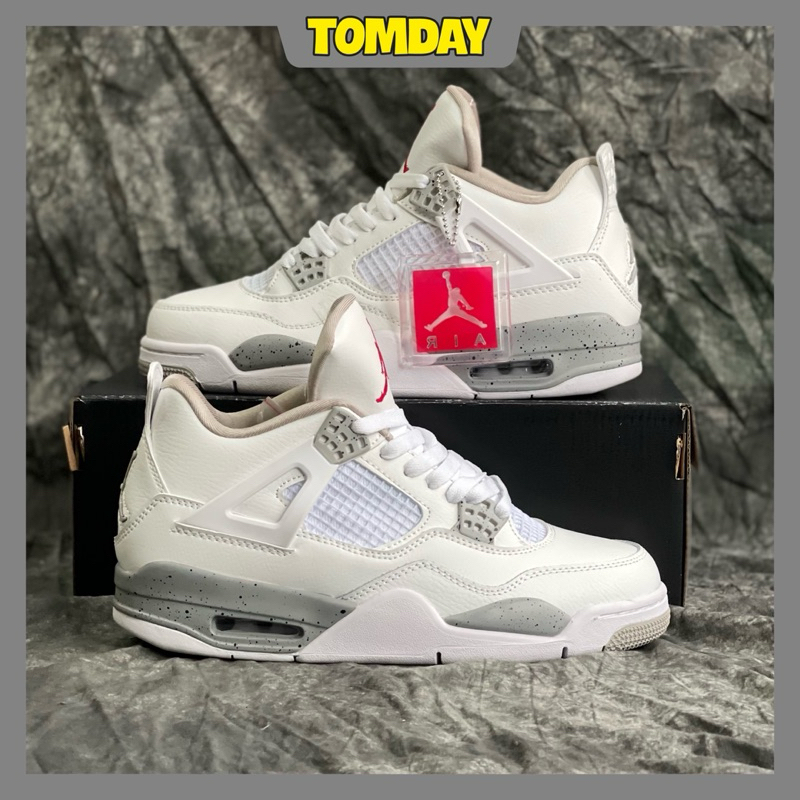 Giày Thể Thao Jordan 4 White Oreo Màu Trắng Xám
