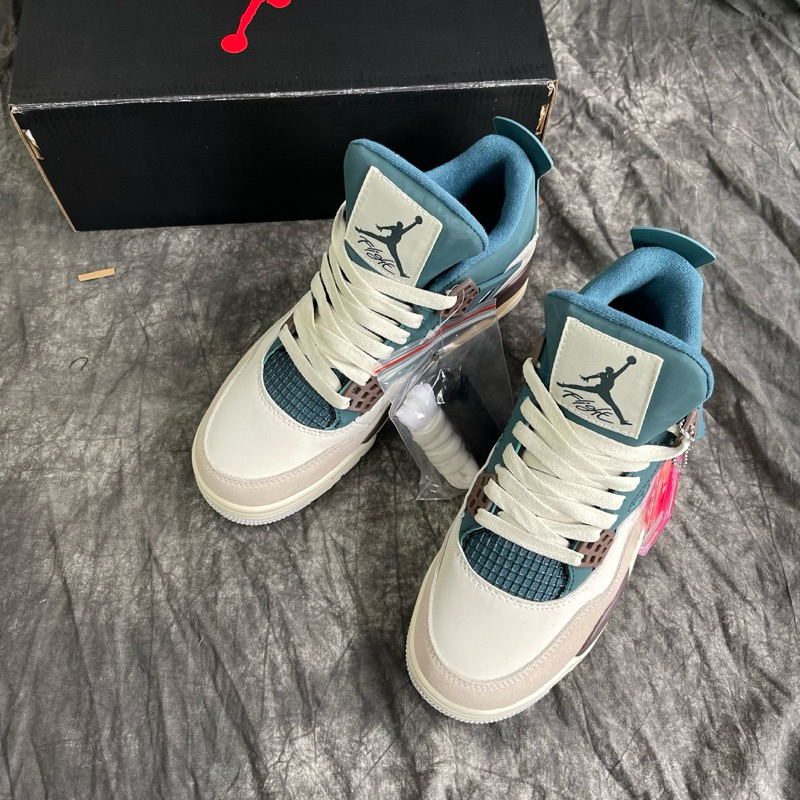 Giày Thể Thao Jordan 4 Snorlax Custom Màu Xanh Kem