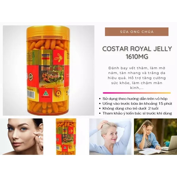 Sữa Ong Chúa Costar Royal Jelly 1610mg 365 viên hỗ trợ dưỡng ẩm, làm đẹp da SeeMe beauty