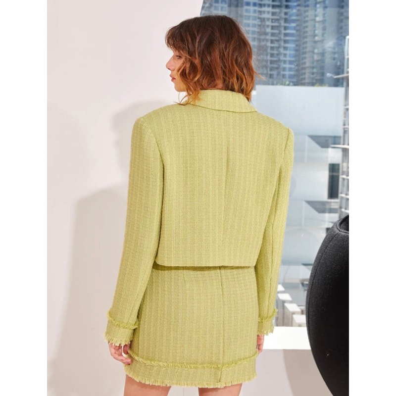 Áo tweed croptop tay dài Shein
